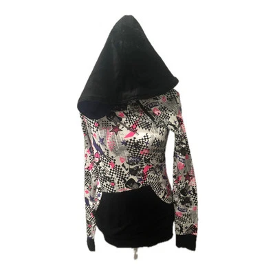 Avril Lavigne Abbey Dawn 骷髅涂鸦连帽衫 Goth 2000s 罕见棉 — 第 1/4 张图片