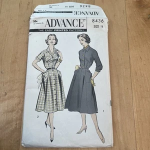 ADVANCE VINTAGE 8436 Size 16 BUST 36 SEWING PATTERN SHIRTDRESS UNCUT - Picture 1 of 3