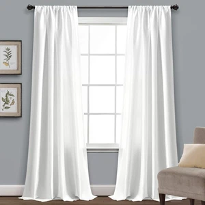Single Window Panel Curtain White Solid Color Light Filtering Rod Pocket Drape - Picture 1 of 11