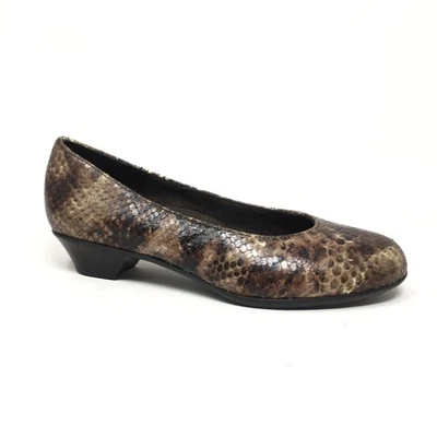 Zapatos de tacón Munro Meg para mujer talla 5 W ancho marrón serpiente cuero en relieve Foto 1 de 4