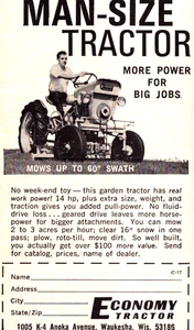 Economy Tractor Waukesha WI Man Size Mower Lawn Garden Vintage Print Ad 1969 - Picture 1 of 4