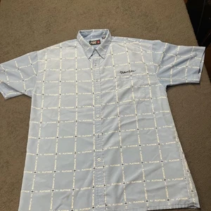 Y2k fubu platinum Mens button up shirt Pj All Over Print XL Blue Polyester - Picture 1 of 8