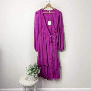 Knox Rose Women's Size:Medium Magenta Pink Long Sleeve Maxi Wrap Dress - Picture 1 of 9