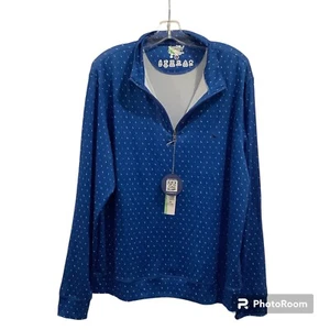 Tailorbyrd blau Royal Byrd Druck Performance Viertel Reißverschluss Herren XL neu mit Etikett (UVP $ 99) - Bild 1 von 10