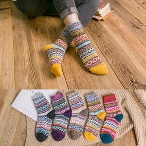 5 Pairs Women Ladies Thick Winter Socks Warm Wool Christmas Nordic Novelty Sock - Picture 1 of 6