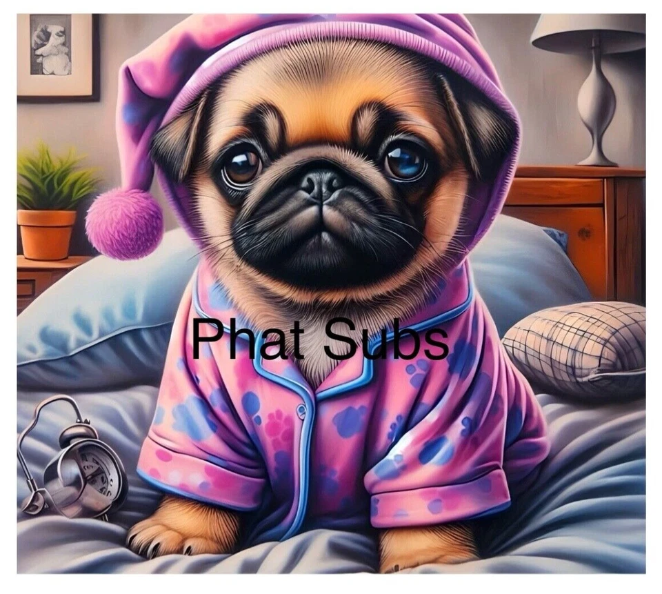 Vaso de sublimación 20 oz envoltura pijama pug listo para presionar transferencia de calor Foto 1 de 1