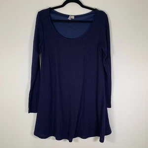 Alya Kleid Damen mittelblau Waffelstrick Langarm Swingkleid kurz - Bild 1 von 7