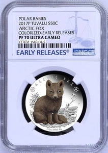 2017 P Tuvalu PROOF Silver Polar Babies Arctic Fox NGC PF70 1/2 oz Coin w/ OGP - Picture 1 of 6