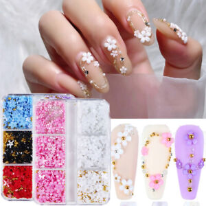 Mixed 3D Pearl Flowers Nail Decoration Crystal Metal Beads Acrylic Nails Art Gem