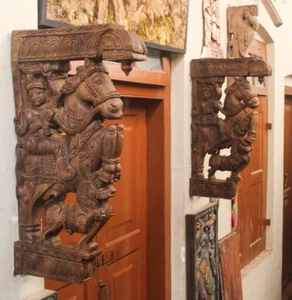 Wandhalterung Kriegspferd Corbel Paar Skulptur Vintage Wohndeko Wandbehang - Bild 1 von 10