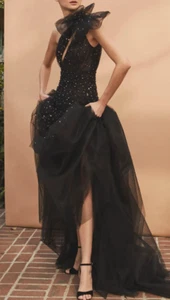Monique Lhuillier Collection Runway Crystal Embellished Tulle Long Gown Dress 4 - Picture 1 of 7