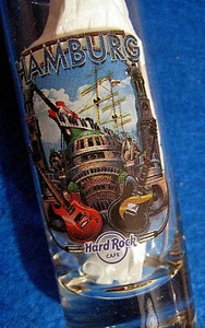 HAMBURGO ALEMANIA CIUDAD CHUPITO VIDRIO 4" VELERO VELAS GALEÓN Hard Rock Café - Imagen 1 de 2
