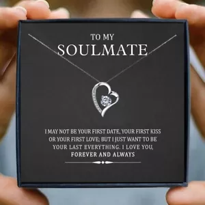 To My Soulmate / Forever Love Necklace with Message Card and Gift Box - Foto 1 di 12
