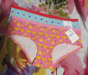 2 NEW HAPPY SOCKS 4662 PD PICOT TRIMMED WAISTBANDS COTTON HIPSTER PANTIES L - Picture 1 of 2