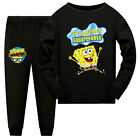 Kids Spongebob Squarepants Hoody Tshirt Top & Pants Pajama Set Pyjamas Sleepwear