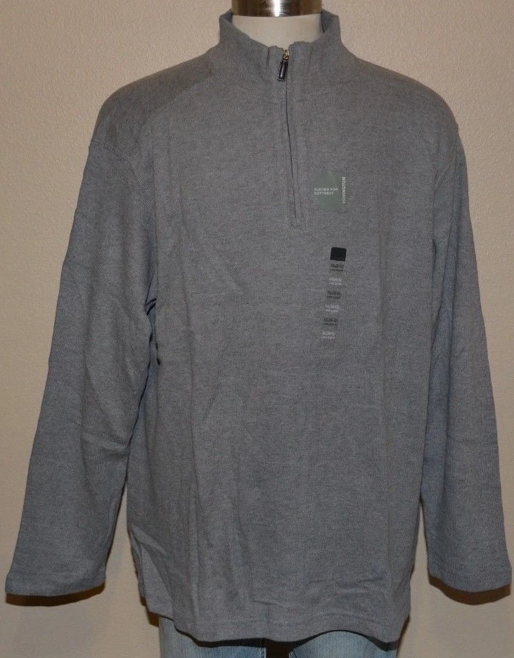 COVINGTON Gray 100% Cotton Mock Pullover 1/2 Zip Sweater Men's XXL 50-52 NWT - Image 1 of 4