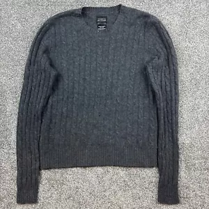 George Cashmere Sweater Womens XL Dark Gray Cableknit Preppy Soft Long Sleeve - Picture 1 of 6
