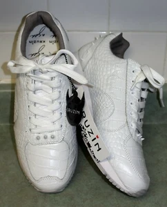 NEW Kruzin Boston II White Embossed Croc Leather Lace Up Sneakers w. Spikes-9,10 - Picture 1 of 10