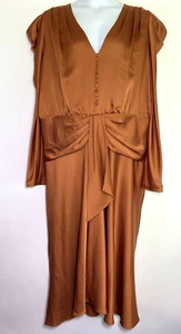 Jonathan Simkhai Dress Womens 20 Long Sleeve Zip Toffee Brown Satin Flaw - Picture 1 of 12