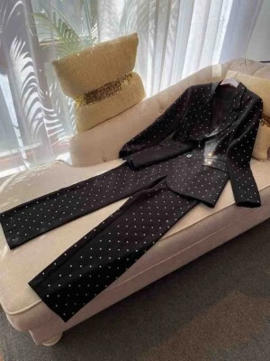 定制订购圆点单排扣裤子套装加 1X-10X L772 — 第 1/4 张图片