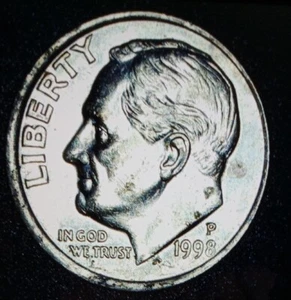 1998 P Roosevelt Dime Misaligned Die Obverse Slight Broadstrike Error  - Picture 1 of 2