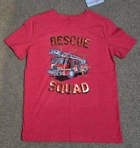 Cat and Jack Rescue Squad Feuerwehrauto T-Shirt Jungen Größe L  - Bild 1 von 3