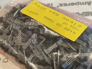 1000x 2N5551 Philips Low noise Amp NPN Transistor Ucb- 180V Ic- 600mA Pc- 630mW - Picture 1 of 6