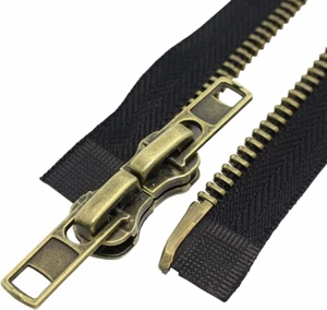 Mebuzip #8 20 Inch Antique Brass Two Way Separating Jacket Zipper Right Handed Z - Picture 1 of 12