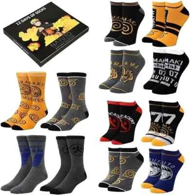 Naruto Shippuden 12 Days Of Socks Advent Calendar Size 8-12 Adult Kids - Image 1 of 4