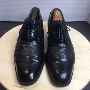 ZELLI Men's Size 11M Oxford Cap Toe Medallion Leather Shoes Black - Picture 1 of 10