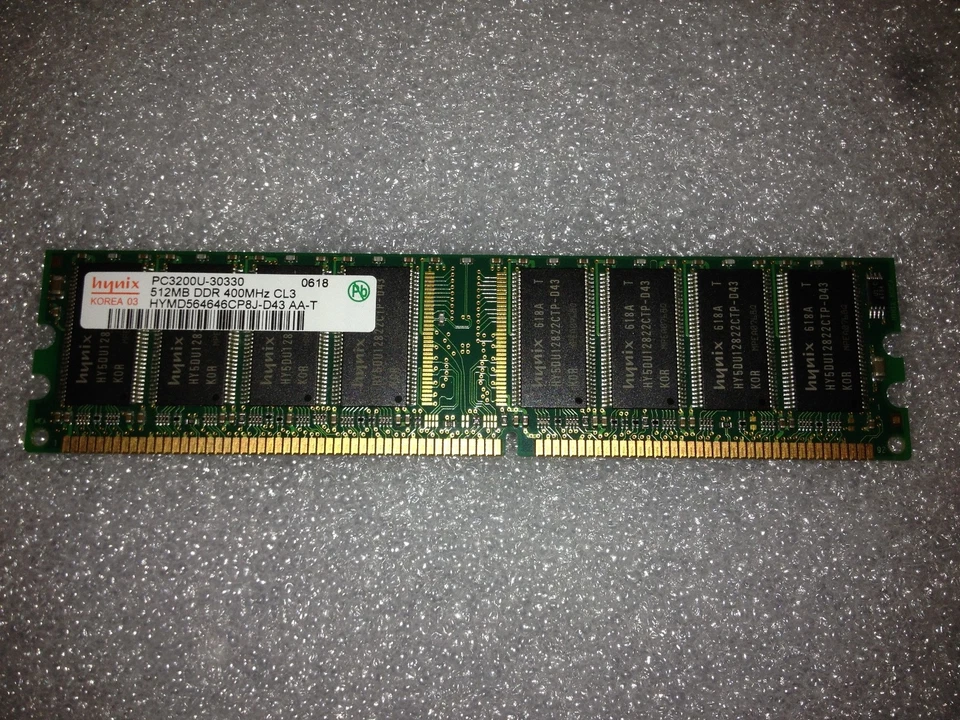 MEMORIA DDR Hynix 512 MB 400 MHZ PC3200 HYMD564646CP8J-D43 AA-T CL3 - Immagine 1 di 1