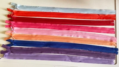 Bundle 9pcs Colourful Invisible Zippers High Quality closed end zip 40cm - Image 1 of 4