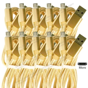 10Pack LOT Micro USB Fast Charger Data Sync Cable Braided Cord For Android 10FT - Picture 1 of 14