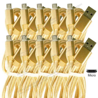10Pack LOT Micro USB Fast Charger Data Sync Cable Braided Cord For Android 10FT - Image 1 of 4