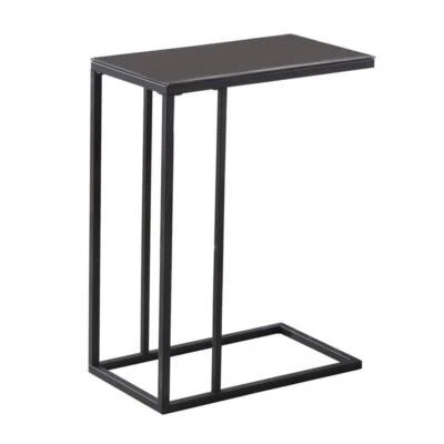 Accent Table C-shaped End Side Snack Living Room Bedroom Metal Black - Image 1 of 4