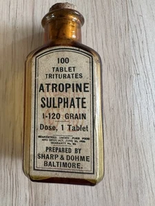 Antike Atropinsulfat Flasche Sharp & Dohme - Baltimore MD - Top - leer - - Bild 1 von 3