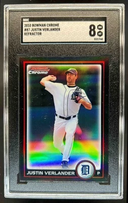Bowman Chrome Justin Verlander Refractor #160 Tigers SGC 8 2010 Foto 1 de 2