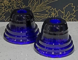 Orbit 2 Paar Kerzenhalter aus kobaltblauem Glas 2 1/2 Zoll - Bild 1 von 4