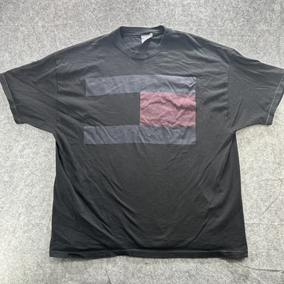 Camisa Tommy Hilfiger De Colección Para Hombres 2XL Negra Bandera Logo Gráfico Hecha en EE. UU. Camiseta Años 90 Foto 1 de 4