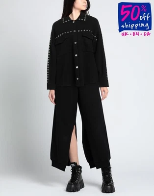 PVP €342 MAJE Sobrecamisa Tejida US6 2 M Mezcla Lana Negro Metal Ojales Cuello Foto 1 de 4