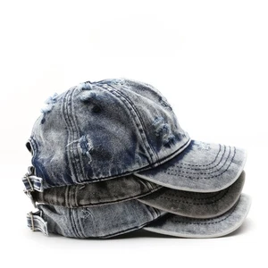 Gorra de béisbol unisex de mezclilla envejecida gorra lavada ajustable informal algodón - Imagen 1 de 12