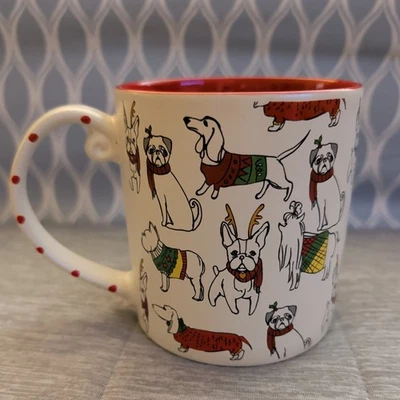 Taza Spectrum 21oz Cachorro Fiesta Navidad Vacaciones Perro De Gran Tamaño Lunares Rojos Usada en Excelente Condición Foto 1 de 4