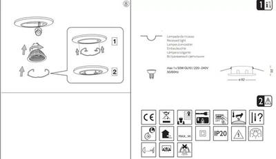Ideal Lux 083179 Einbaustrahler Swing weiß 1x50W GU10 schwenkbar - Bild 1 von 3