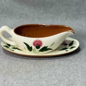 Stangl Pottery Thistle Gravy Boat with Attached Underplate Trenton NJ Vintage - Picture 1 of 9