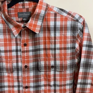 Camisa LLBean Signature Algodón Abotonada Calce Ajustado NaranjaMarrón Cuadros Para Hombres Mediana - Imagen 1 de 9