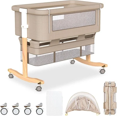 Bassinets Bedside Sleeper for Baby - Wooden Construction 3 in 1 Bedside Bassinet - image 1 of 4