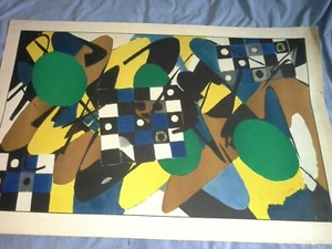 Vintage Abstract Art Print Unframed By Franz Munchen Germany 1955 33 x 20" - Imagen 1 de 7
