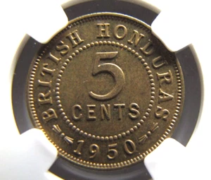 British Honduras KM25 5 Cents 1950 NGC MS 64 - Picture 1 of 3