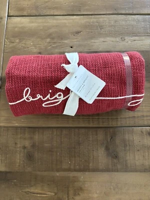 Mesa Pottery Barn Navidad Vacaciones Feliz y Brillante Algodón, Rojo 50""x50"" Foto 1 de 4