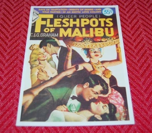 Vintage Postcard with the Cover of a Pulp Fiction Magazine "Fleshpots of Malibu" - Picture 1 of 2